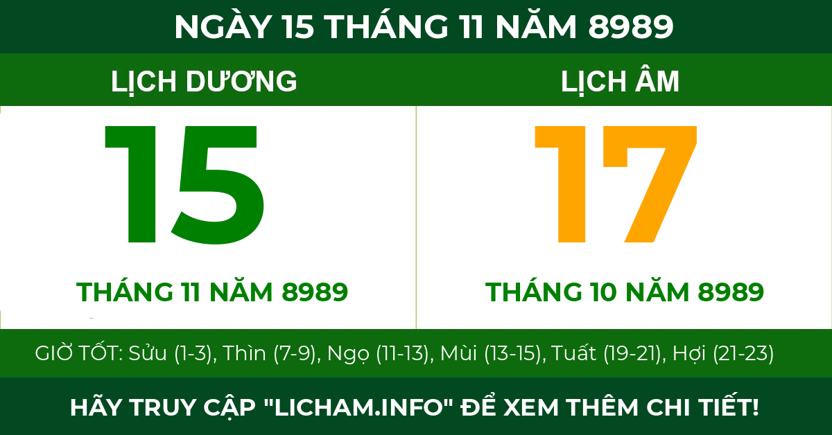 lịch âm ngày 15 tháng 11 năm 8989