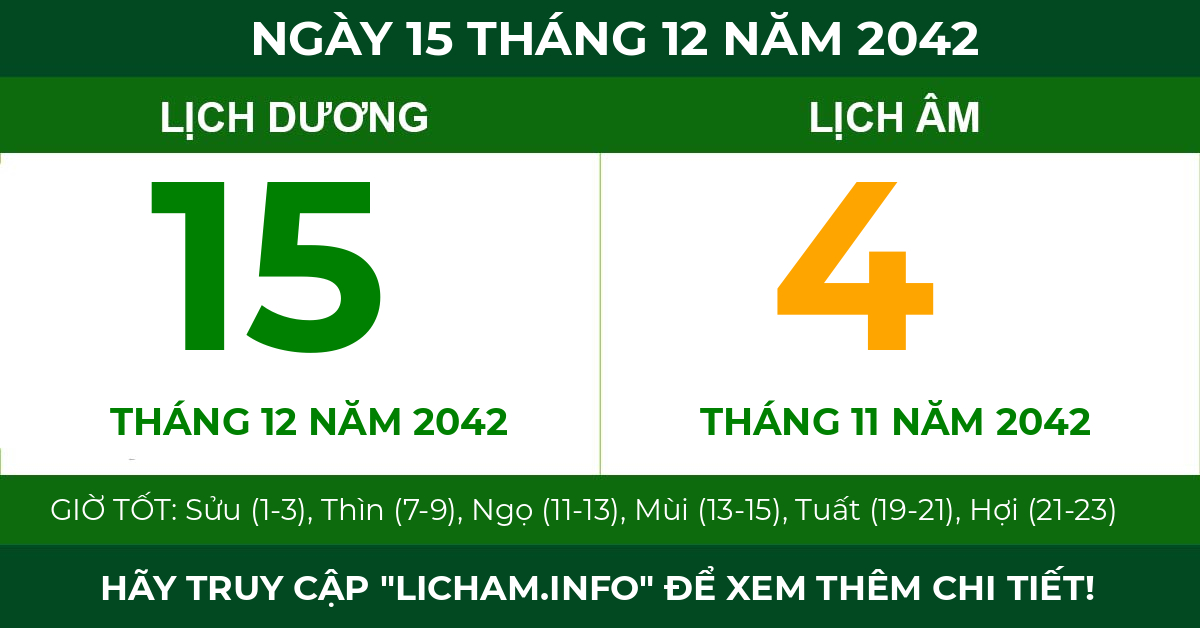 lịch âm ngày 15 tháng 12 năm 2042