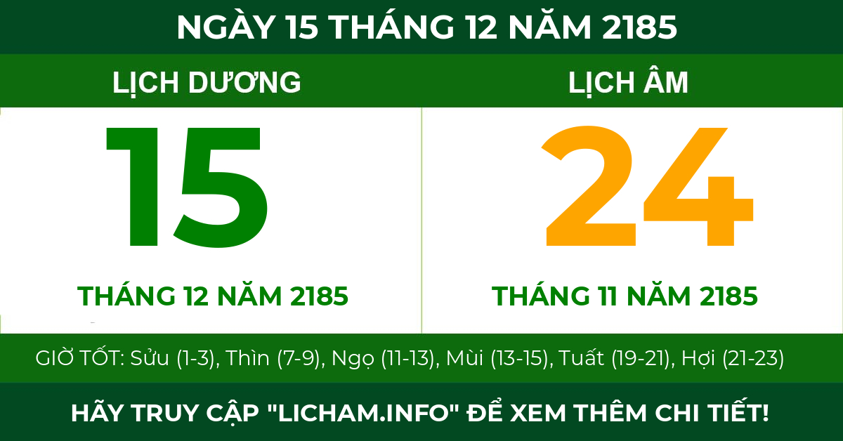 lịch âm ngày 15 tháng 12 năm 2185