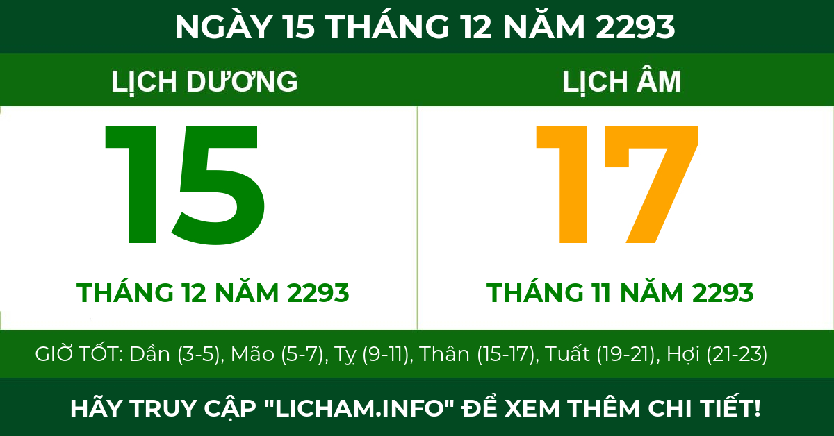 lịch âm ngày 15 tháng 12 năm 2293