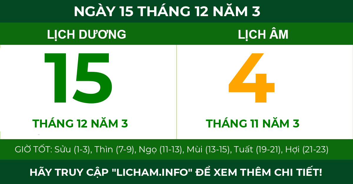 lịch âm ngày 15 tháng 12 năm 3