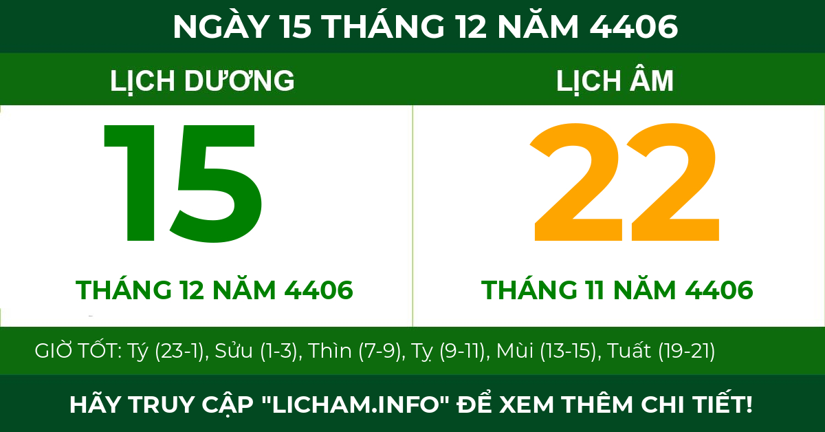 lịch âm ngày 15 tháng 12 năm 4406