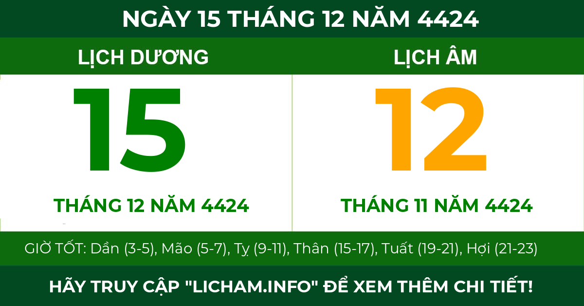 lịch âm ngày 15 tháng 12 năm 4424