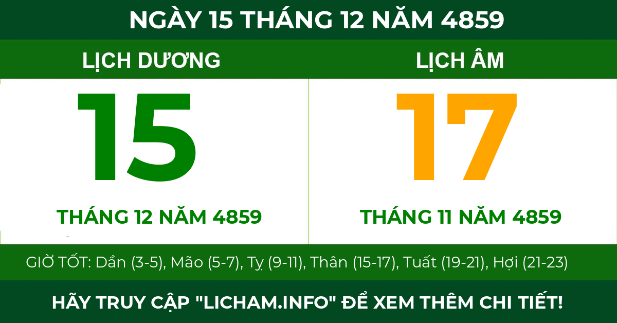 lịch âm ngày 15 tháng 12 năm 4859