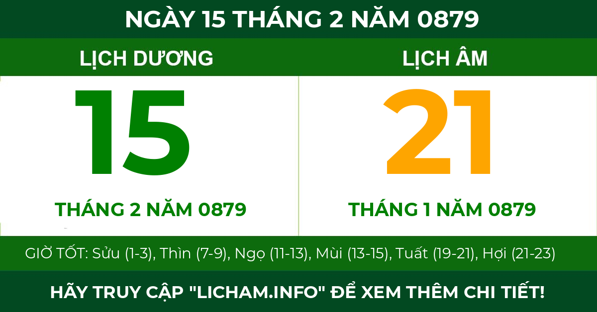 lịch âm ngày 15 tháng 2 năm 0879