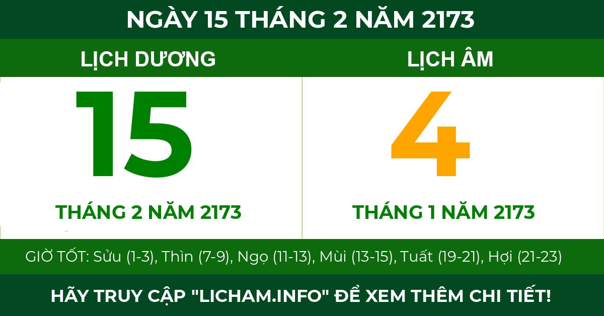 lịch âm ngày 15 tháng 2 năm 2173