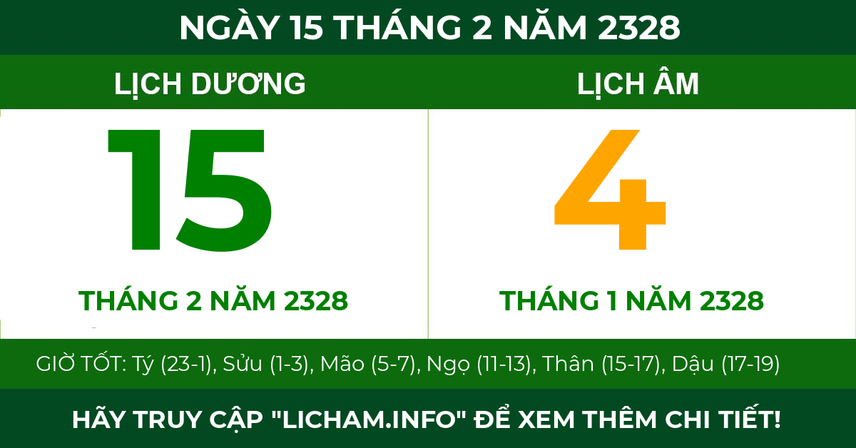 lịch âm ngày 15 tháng 2 năm 2328