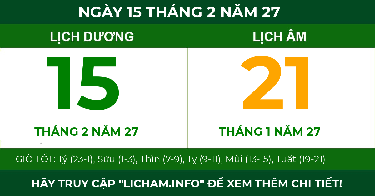 lịch âm ngày 15 tháng 2 năm 27