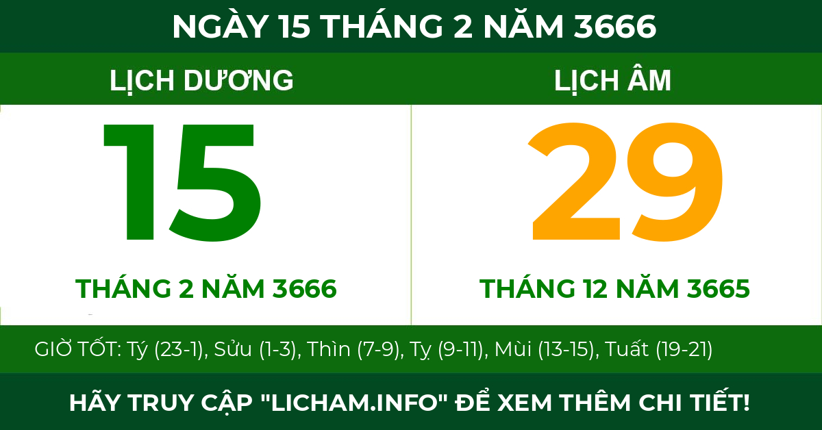 lịch âm ngày 15 tháng 2 năm 3666