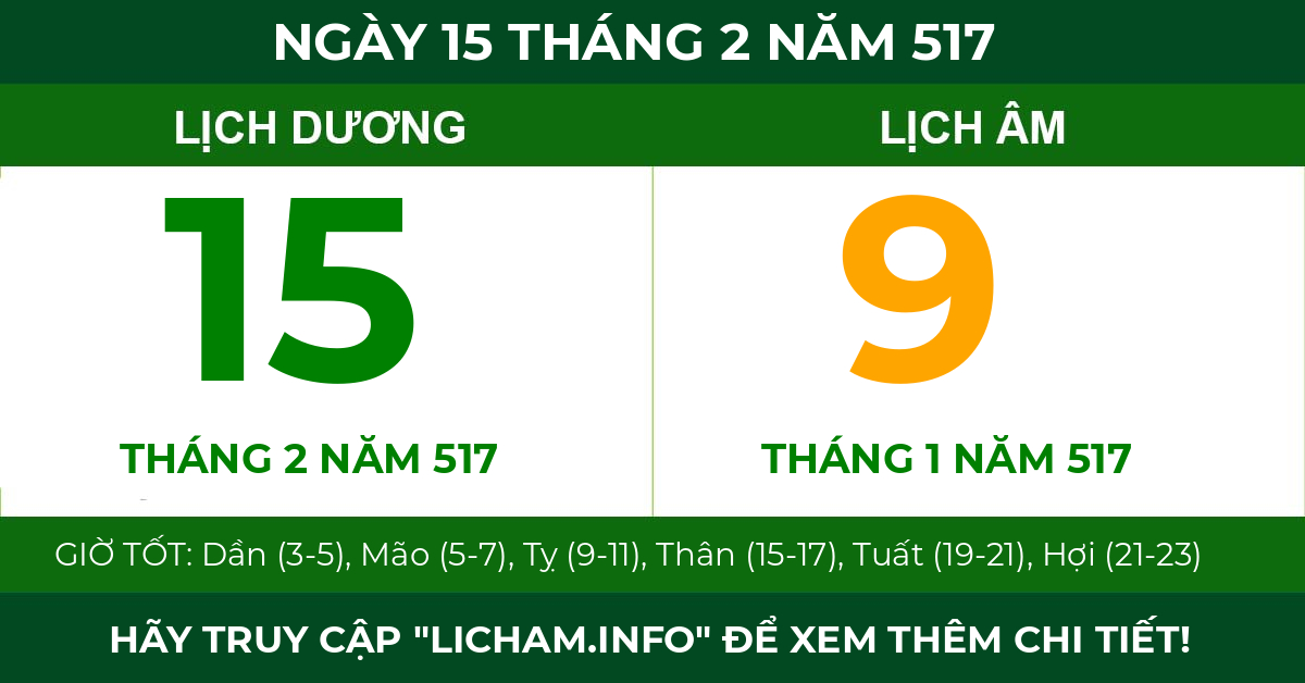 lịch âm ngày 15 tháng 2 năm 517