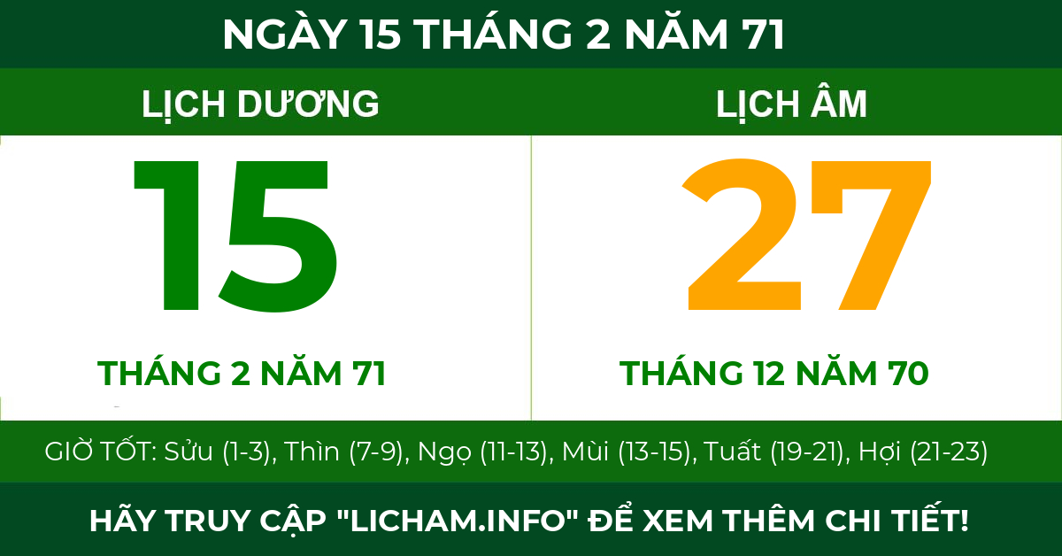 lịch âm ngày 15 tháng 2 năm 71