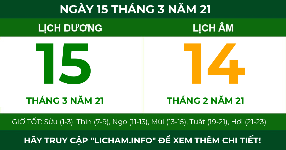 lịch âm ngày 15 tháng 3 năm 21