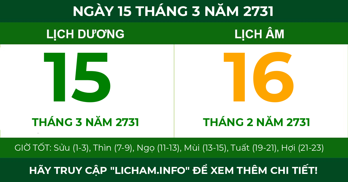 lịch âm ngày 15 tháng 3 năm 2731