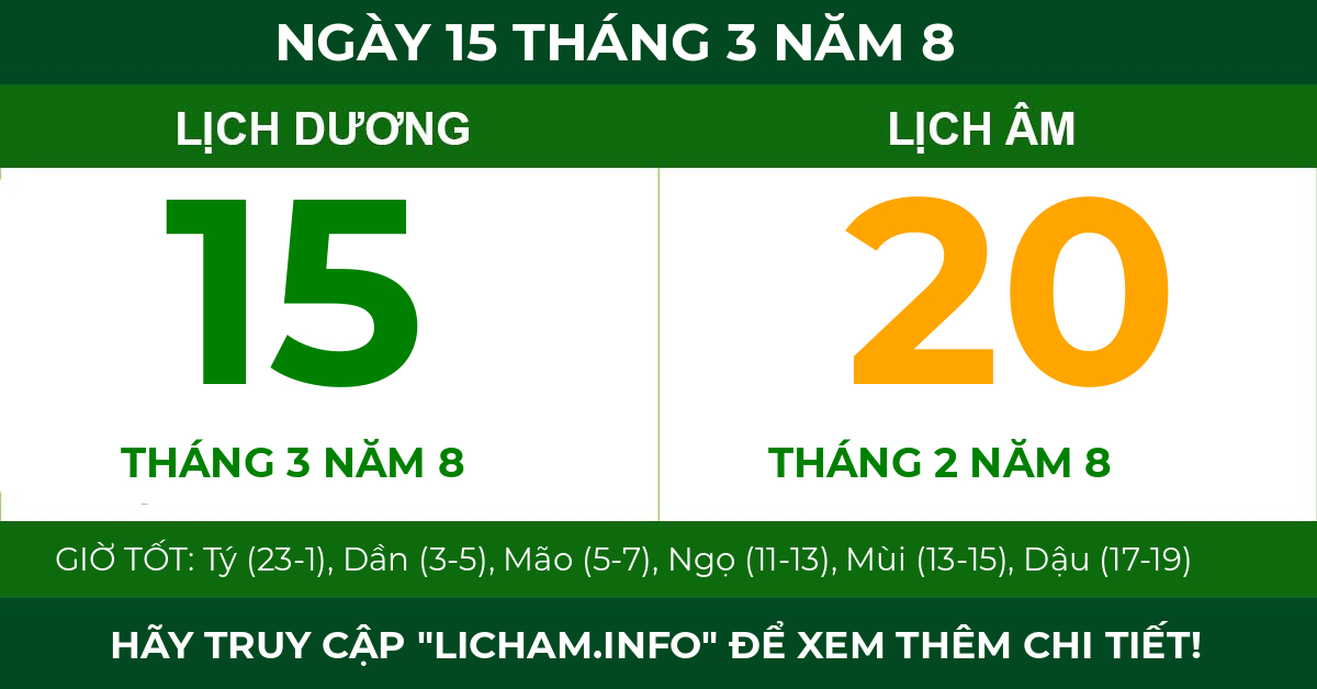 lịch âm ngày 15 tháng 3 năm 8