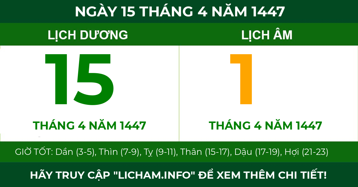 lịch âm ngày 15 tháng 4 năm 1447
