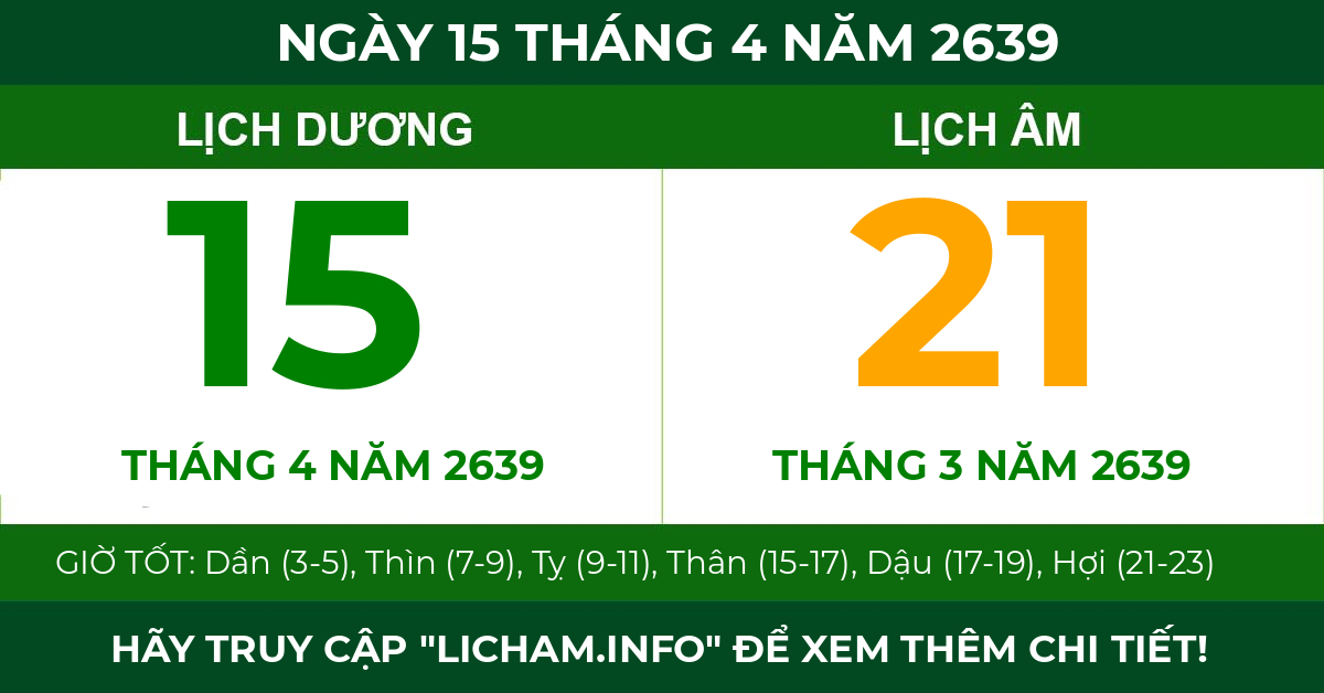lịch âm ngày 15 tháng 4 năm 2639