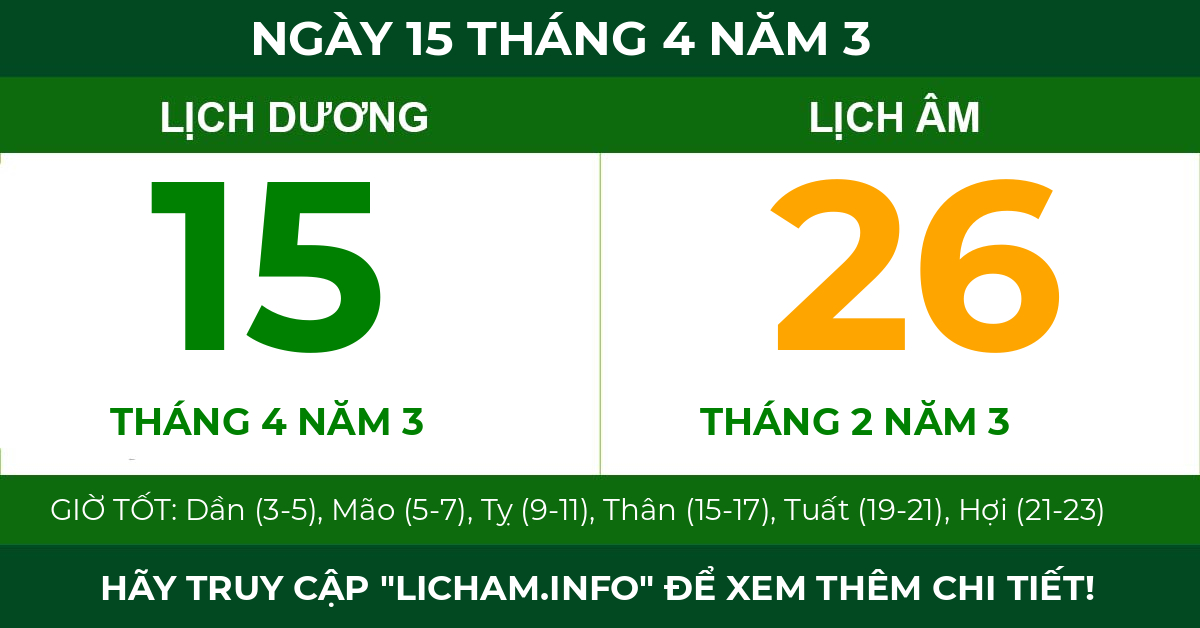 lịch âm ngày 15 tháng 4 năm 3