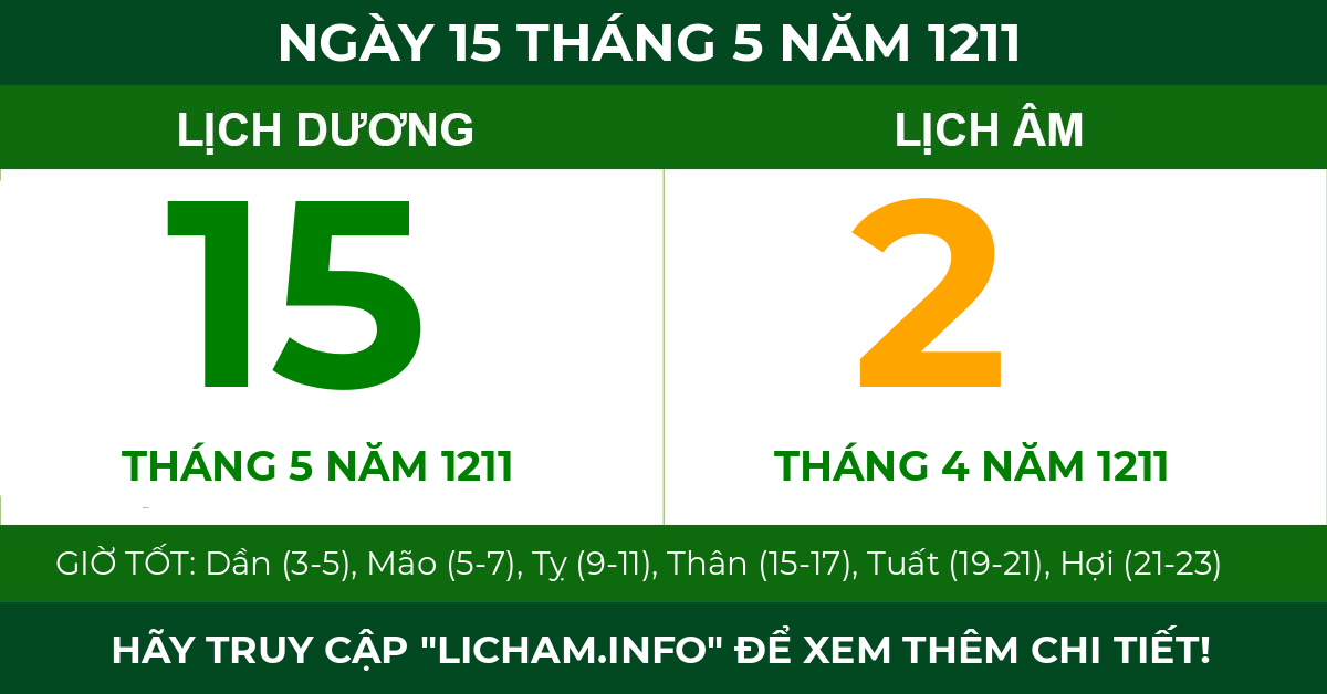 lịch âm ngày 15 tháng 5 năm 1211