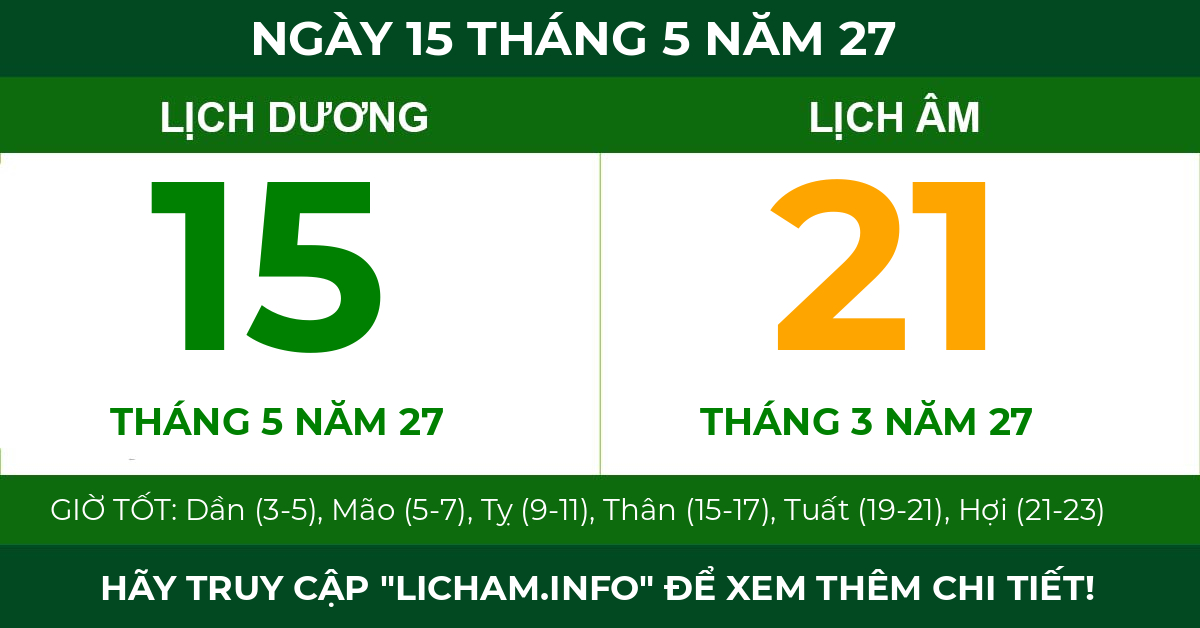 lịch âm ngày 15 tháng 5 năm 27