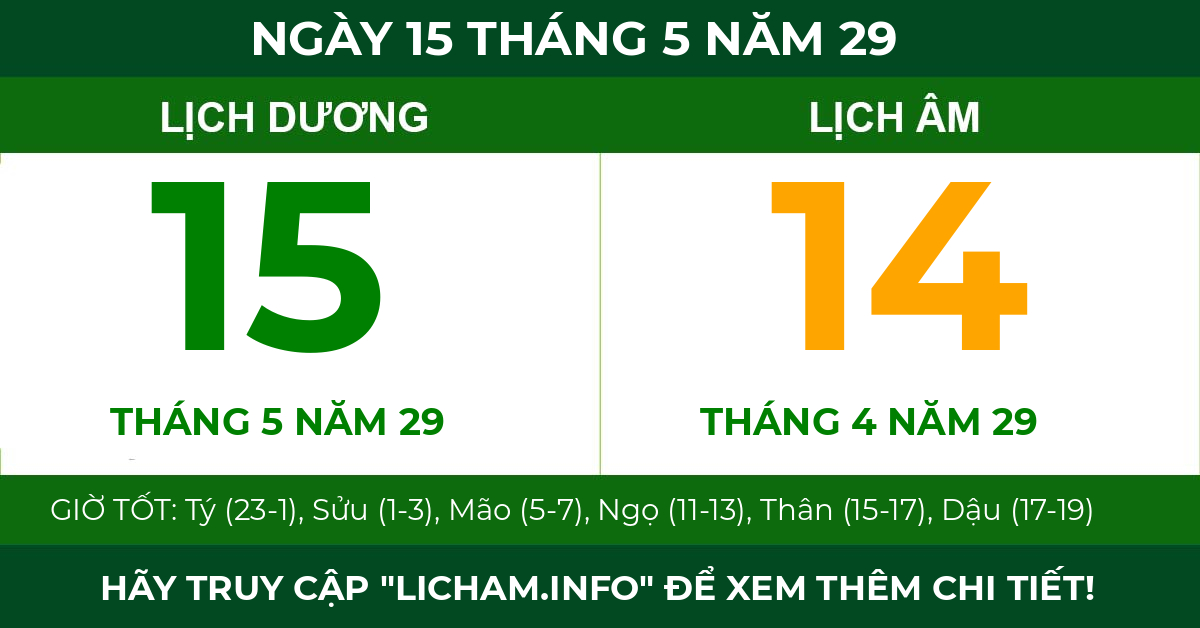 lịch âm ngày 15 tháng 5 năm 29