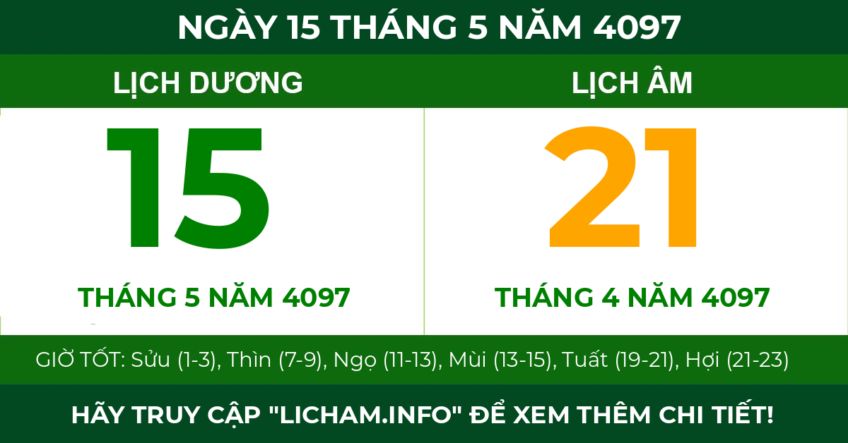 lịch âm ngày 15 tháng 5 năm 4097
