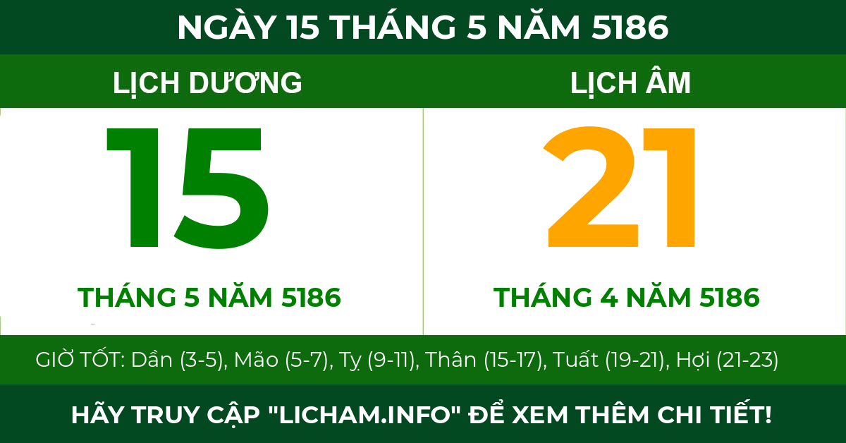 lịch âm ngày 15 tháng 5 năm 5186