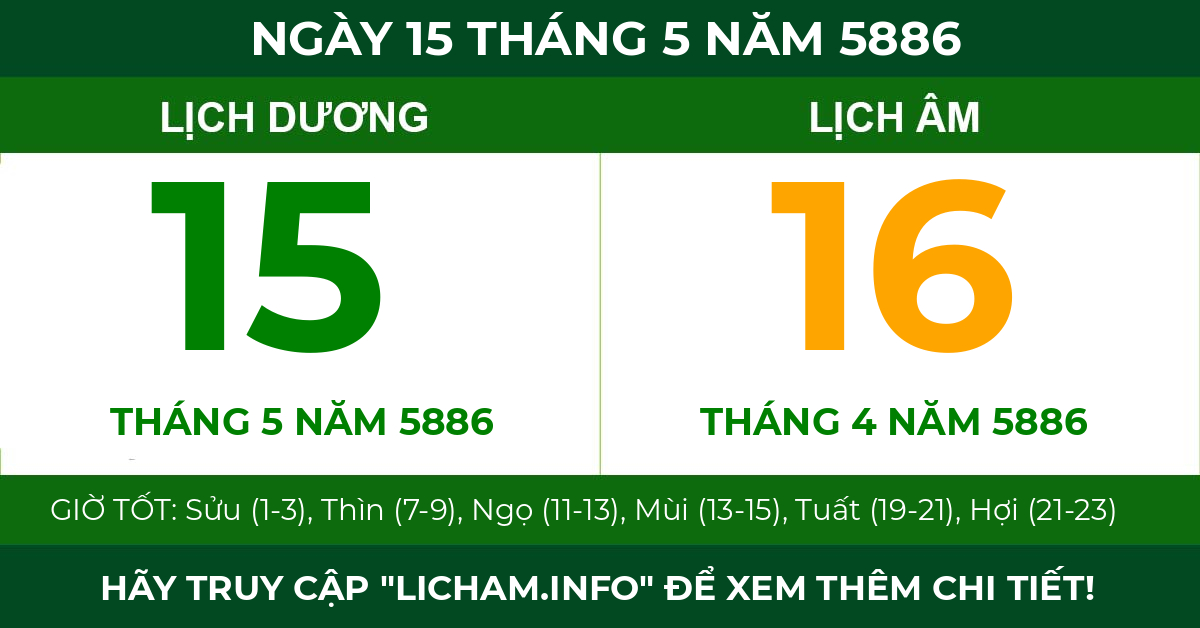lịch âm ngày 15 tháng 5 năm 5886