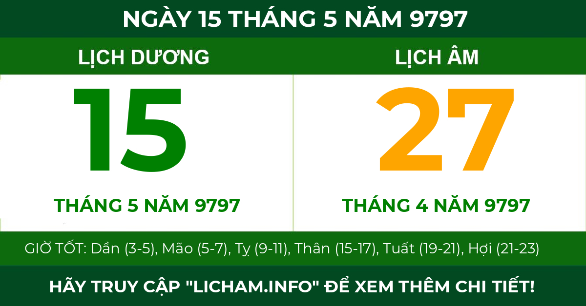 lịch âm ngày 15 tháng 5 năm 9797