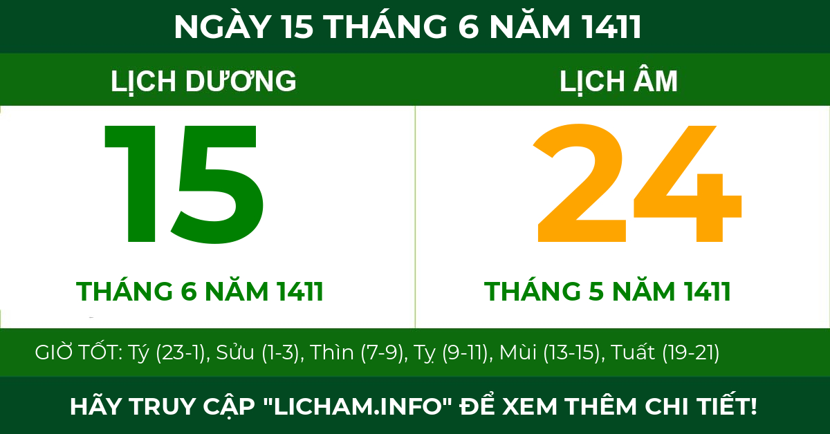 lịch âm ngày 15 tháng 6 năm 1411