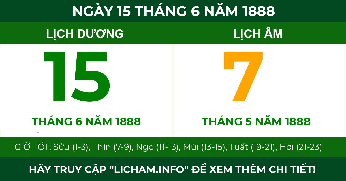 lịch âm ngày 15 tháng 6 năm 1888