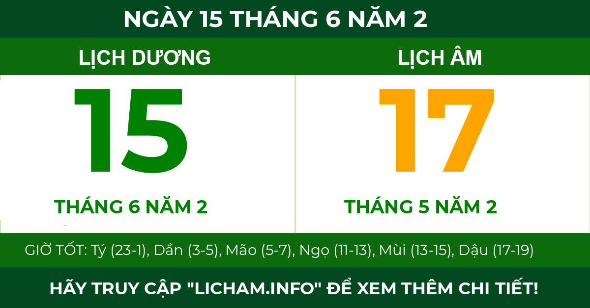 lịch âm ngày 15 tháng 6 năm 2
