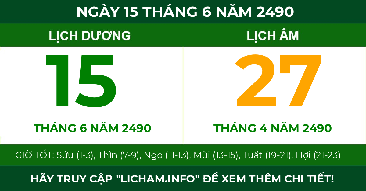 lịch âm ngày 15 tháng 6 năm 2490