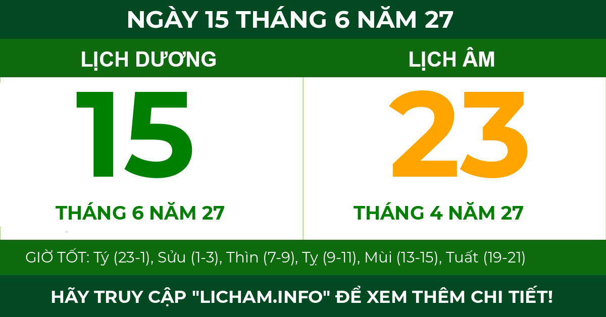 lịch âm ngày 15 tháng 6 năm 27