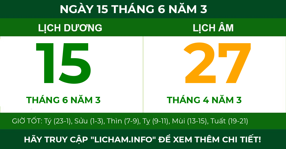 lịch âm ngày 15 tháng 6 năm 3