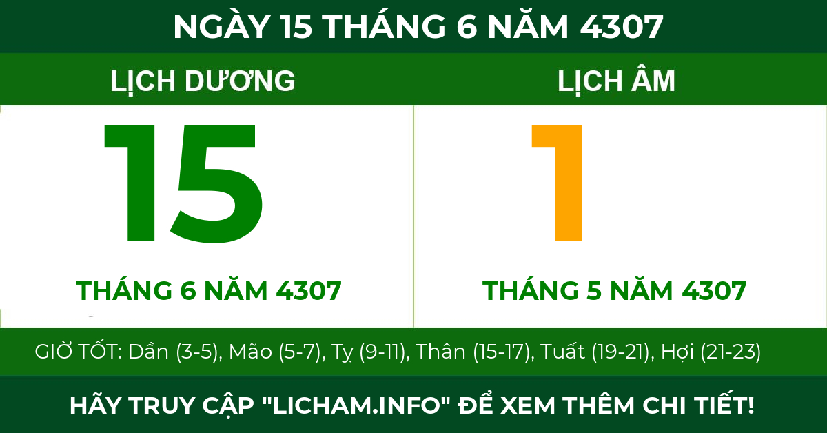 lịch âm ngày 15 tháng 6 năm 4307
