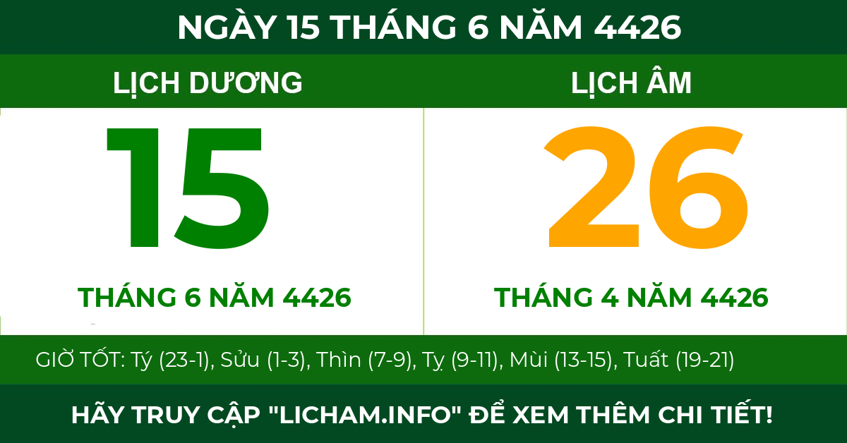 lịch âm ngày 15 tháng 6 năm 4426