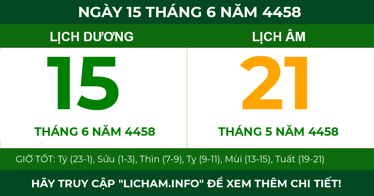 lịch âm ngày 15 tháng 6 năm 4458
