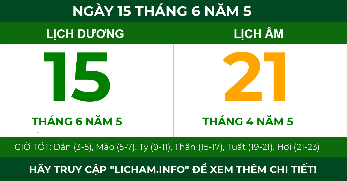 lịch âm ngày 15 tháng 6 năm 5