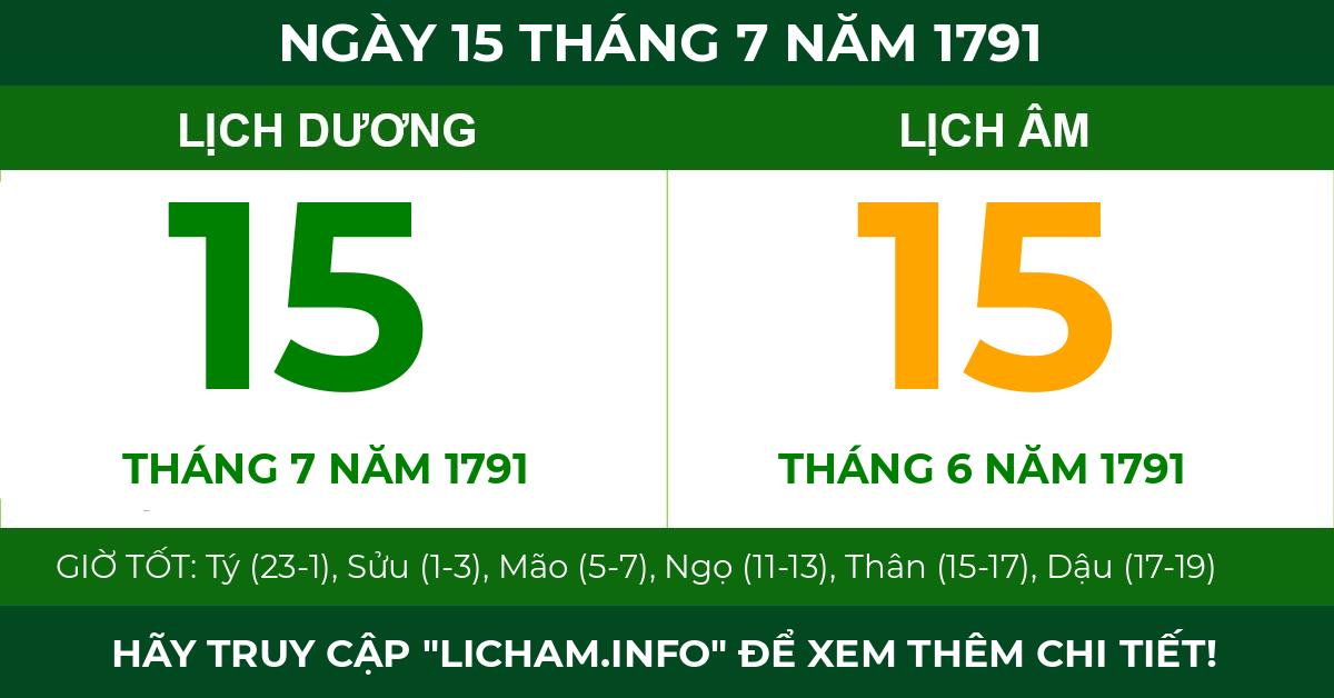 lịch âm ngày 15 tháng 7 năm 1791