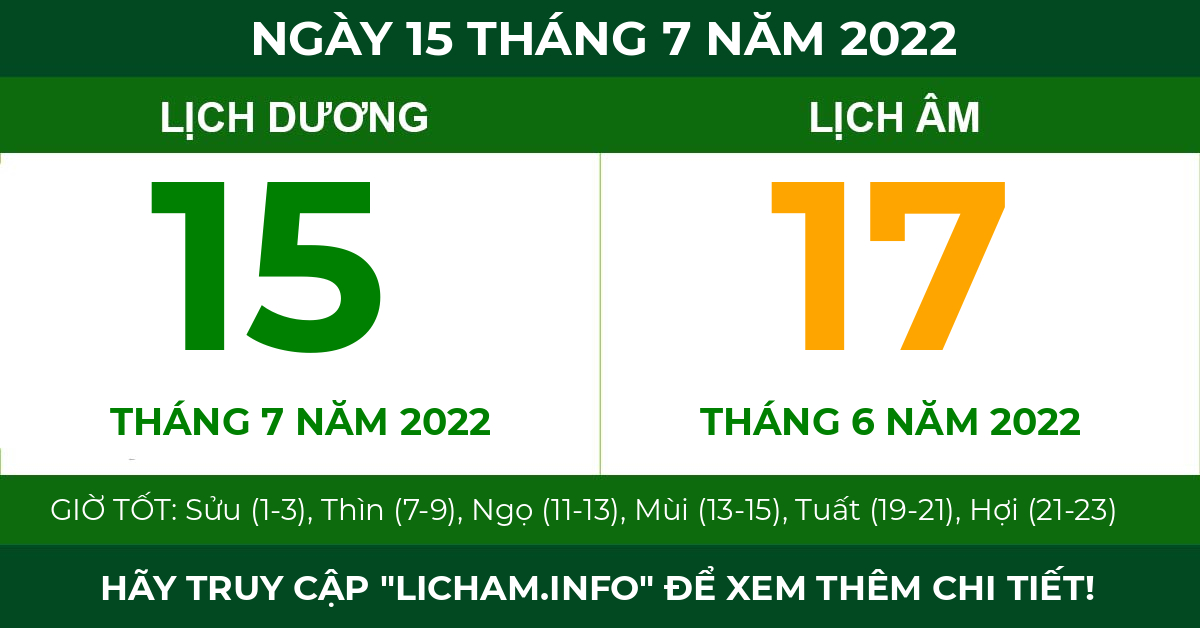 lịch âm ngày 15 tháng 7 năm 2022