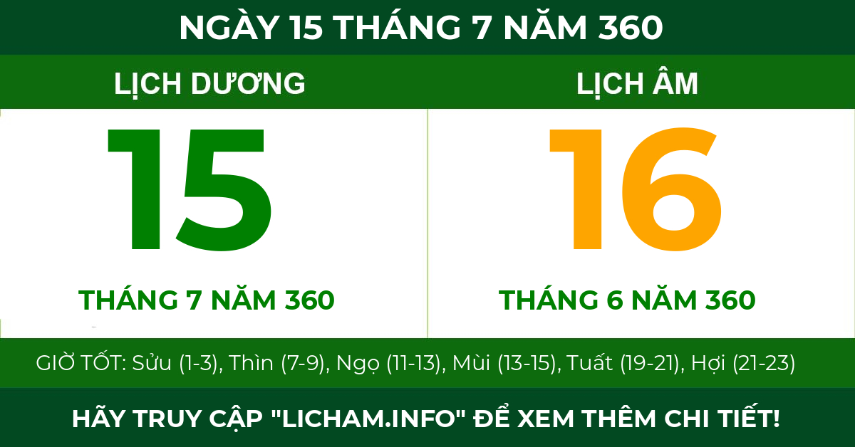 lịch âm ngày 15 tháng 7 năm 360