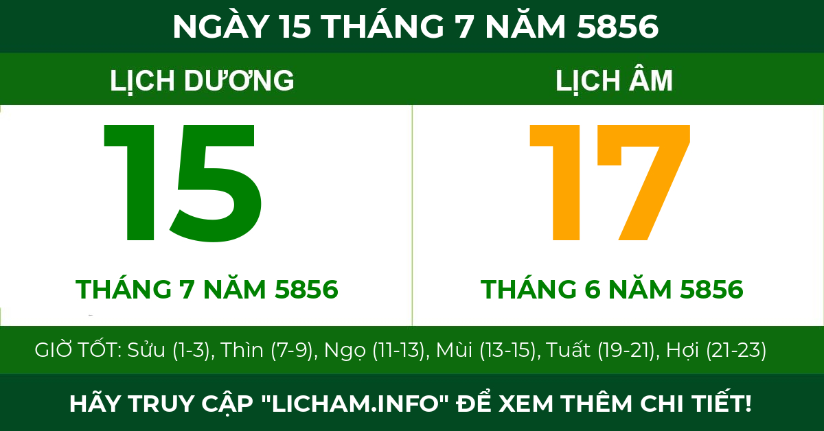 lịch âm ngày 15 tháng 7 năm 5856