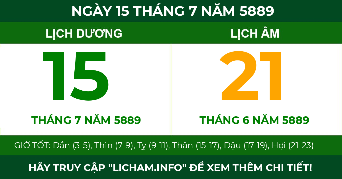 lịch âm ngày 15 tháng 7 năm 5889