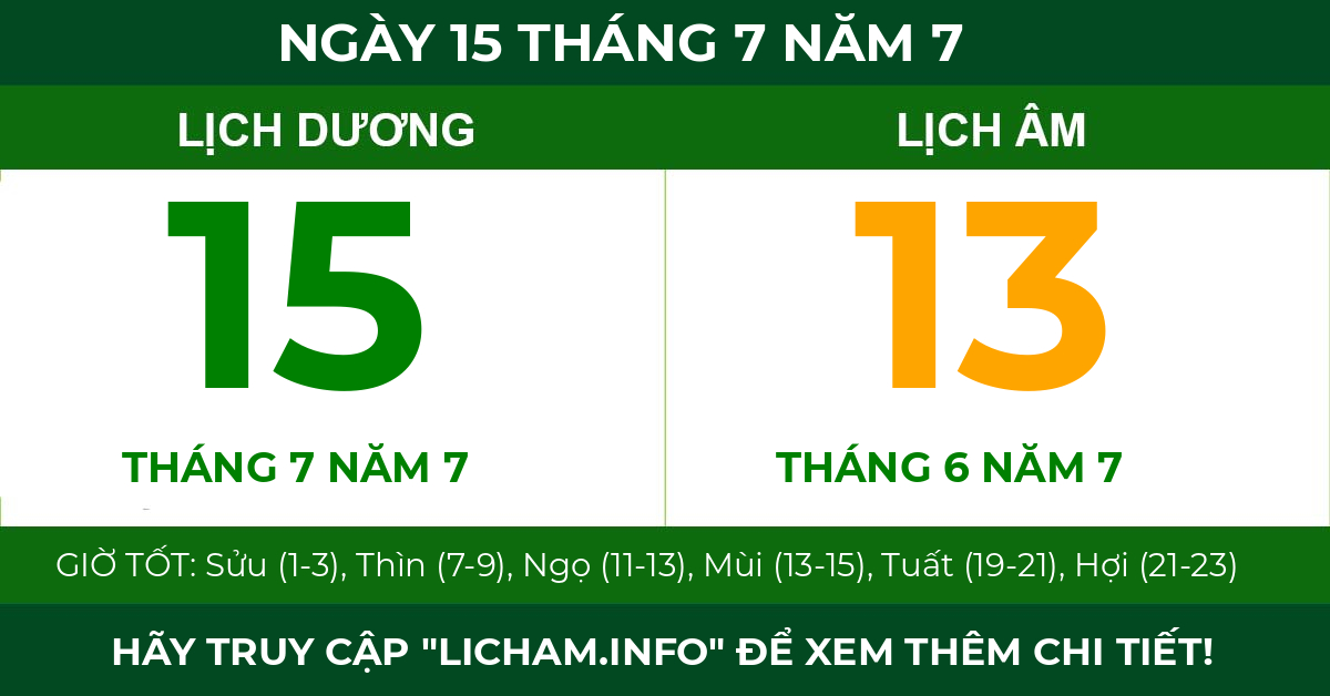 lịch âm ngày 15 tháng 7 năm 7
