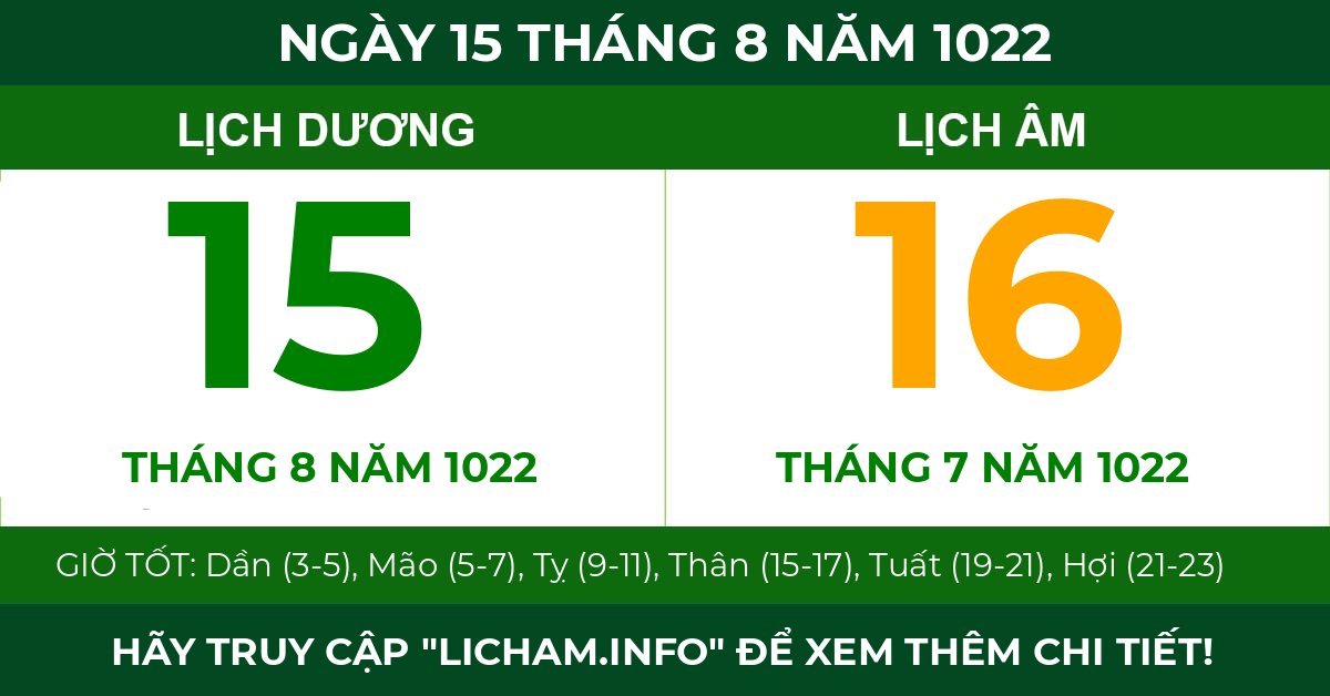 lịch âm ngày 15 tháng 8 năm 1022