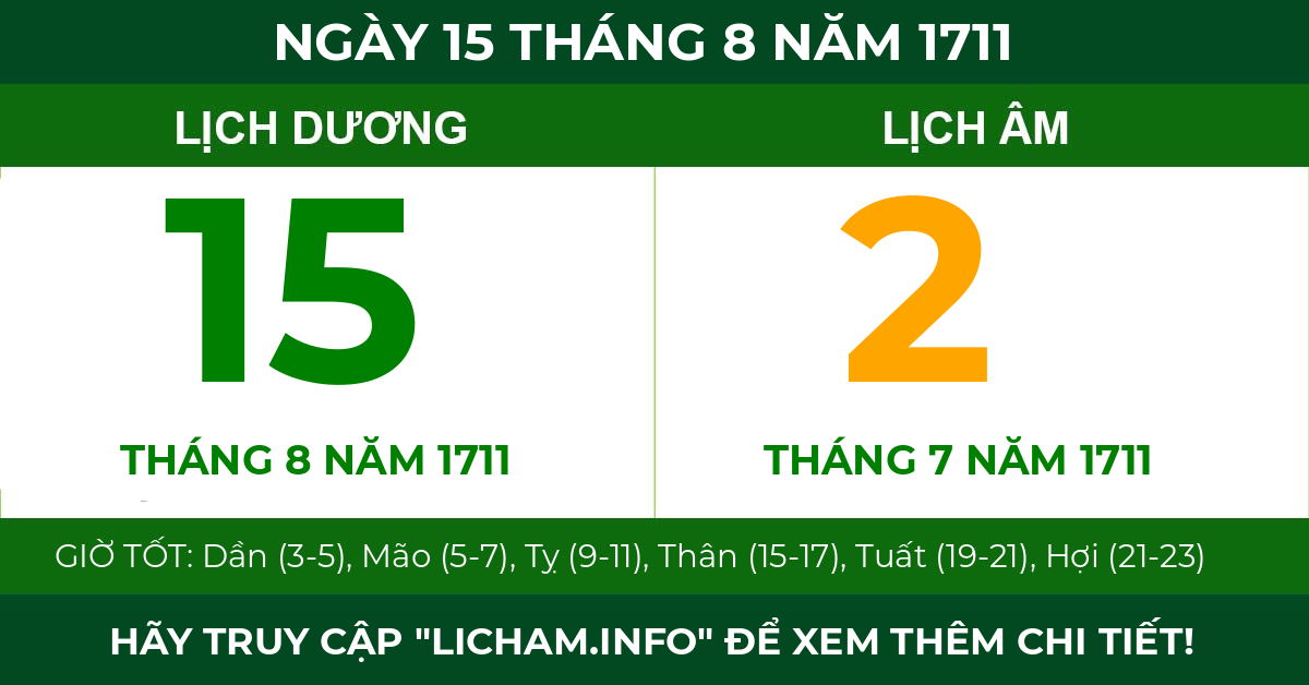 lịch âm ngày 15 tháng 8 năm 1711