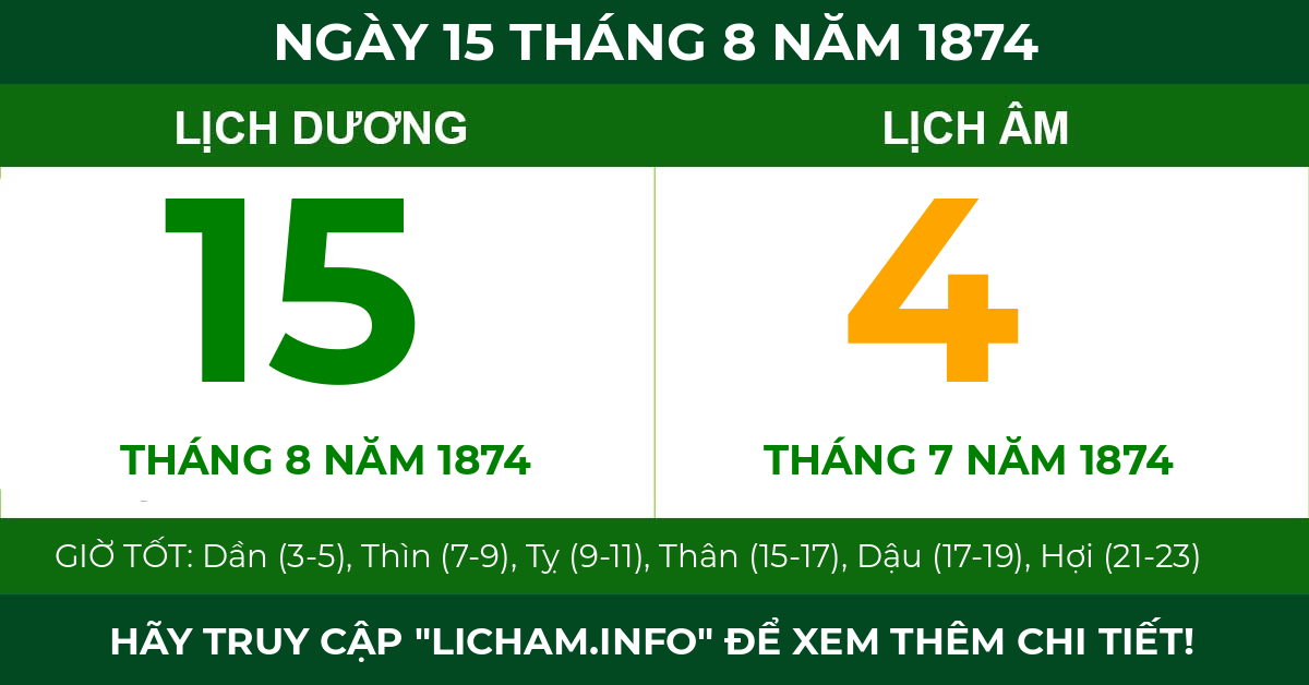 lịch âm ngày 15 tháng 8 năm 1874