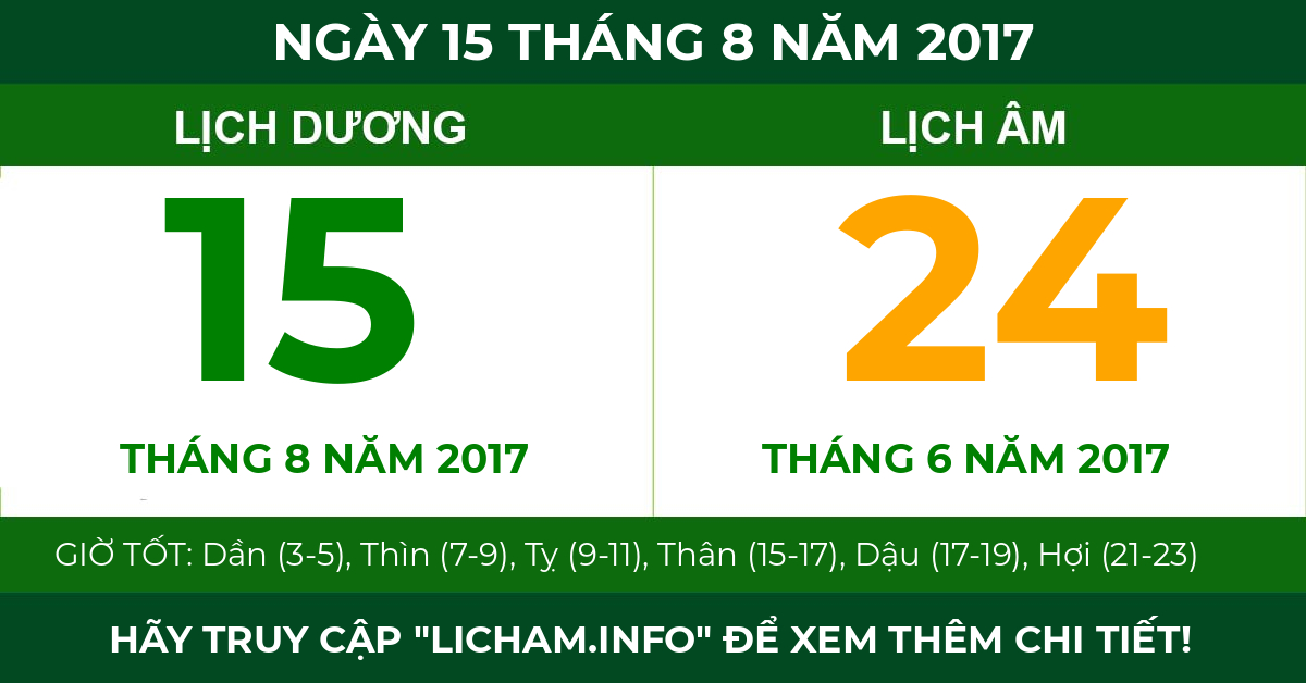 lịch âm ngày 15 tháng 8 năm 2017
