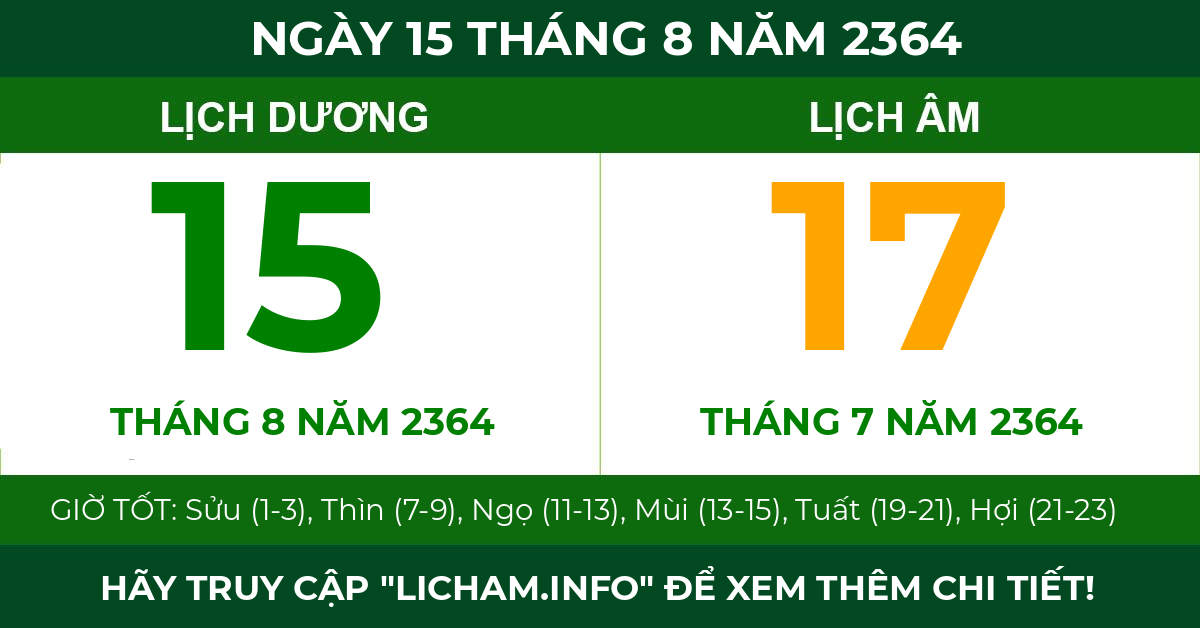 lịch âm ngày 15 tháng 8 năm 2364