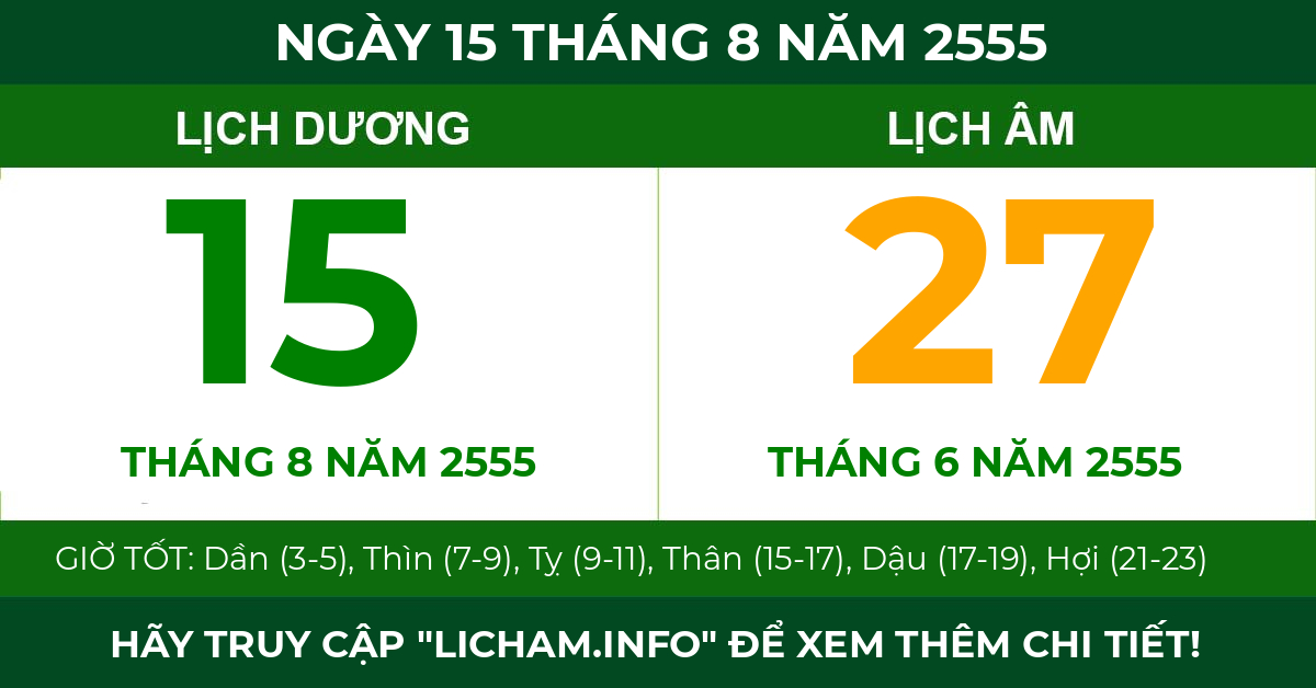 lịch âm ngày 15 tháng 8 năm 2555